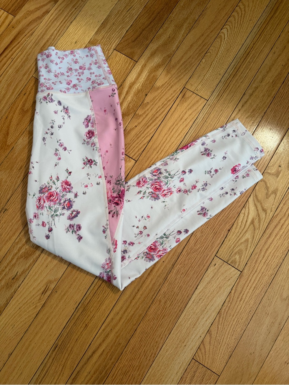 LoveShackFancy Women’s Small Floral Print Pink & White Leggings